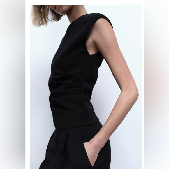 ZARA RUCHED INTERLOCK TOP M - Picture 4 of 7